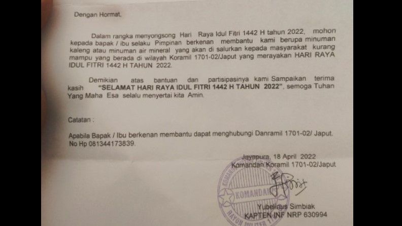 Buntut Viral Minta Sumbangan Minuman ke Warung, TNI AD Beri Sanksi Danramil 1701-02/Jayapura Utara Papua