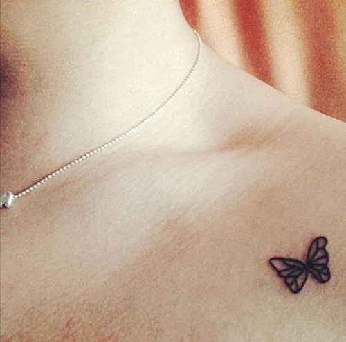 Preto Minúsculo Simples Tatuagem De Borboleta