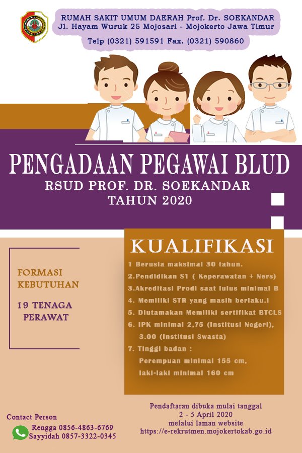 Lowongan Kerja Lowongan Kerja Rsud Prof Dr Soekandar Kabupaten Mojokerto April 2020