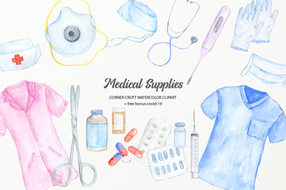 Watercolor Medical Supply Clipart