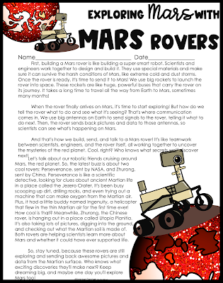 mars rover reading passage, mars rover