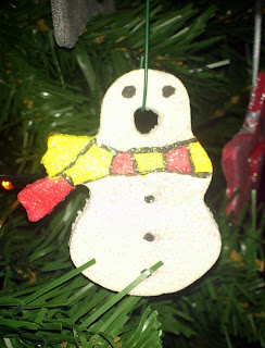 home made snow man Christmas tree decoration