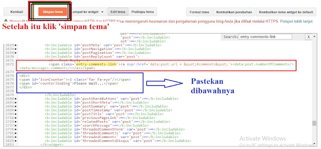 Tahap 8 Cara Membuat PageView Counter Blogger Per Halaman