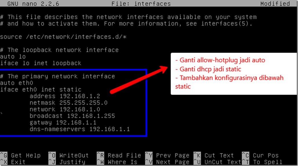 Mengkonfigurasi file Interfaces