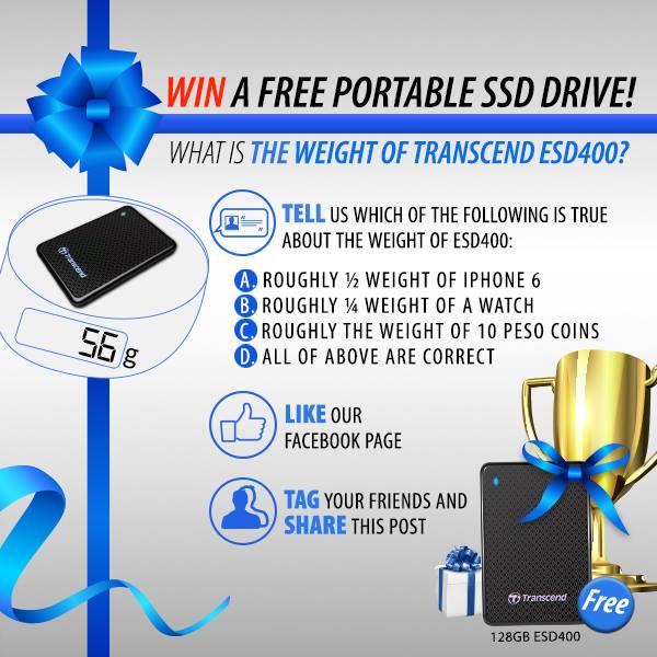 Transcend Win a FREE Transcend ESD400 Portable SSD Drive Contest