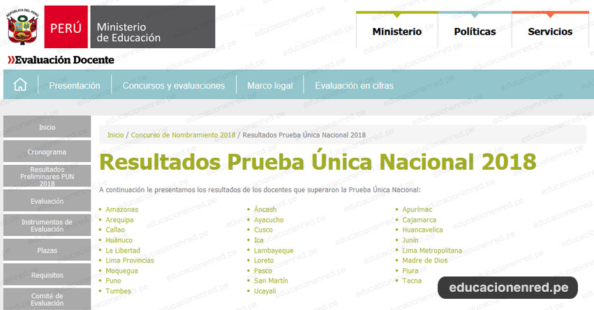 MINEDU publicó Resultados Finales Individuales de la Prueba Única Nacional y Relación de Postulantes Habilitados para Etapa Descentralizada Nombramiento Docente 2018 - www.minedu.gob.pe