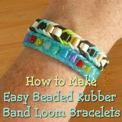 Beaded bracelet designs made with colorful rubber bands