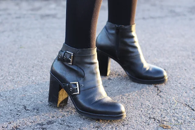 Black leather ankle boots - London fashion blog