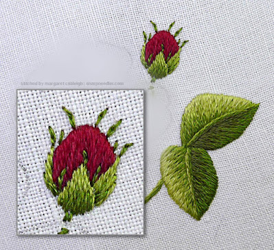 Second row completed on needleapainted rosebud sepals