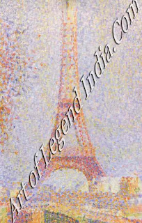  “The Eiffel Tower” Seurat painted the Eiffel Tower a year before it was opened to the public, when it was highly unfashionable to like it. At that time, the tower was covered in enamel paint in various colours, so that Seurat's colourful technique was strangely suited to it. 