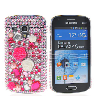 HARD FLOWER BLING RHINESTONE CRYSTAL CASE COVER FOR SAMSUNG GALAXY S DUOS S7562