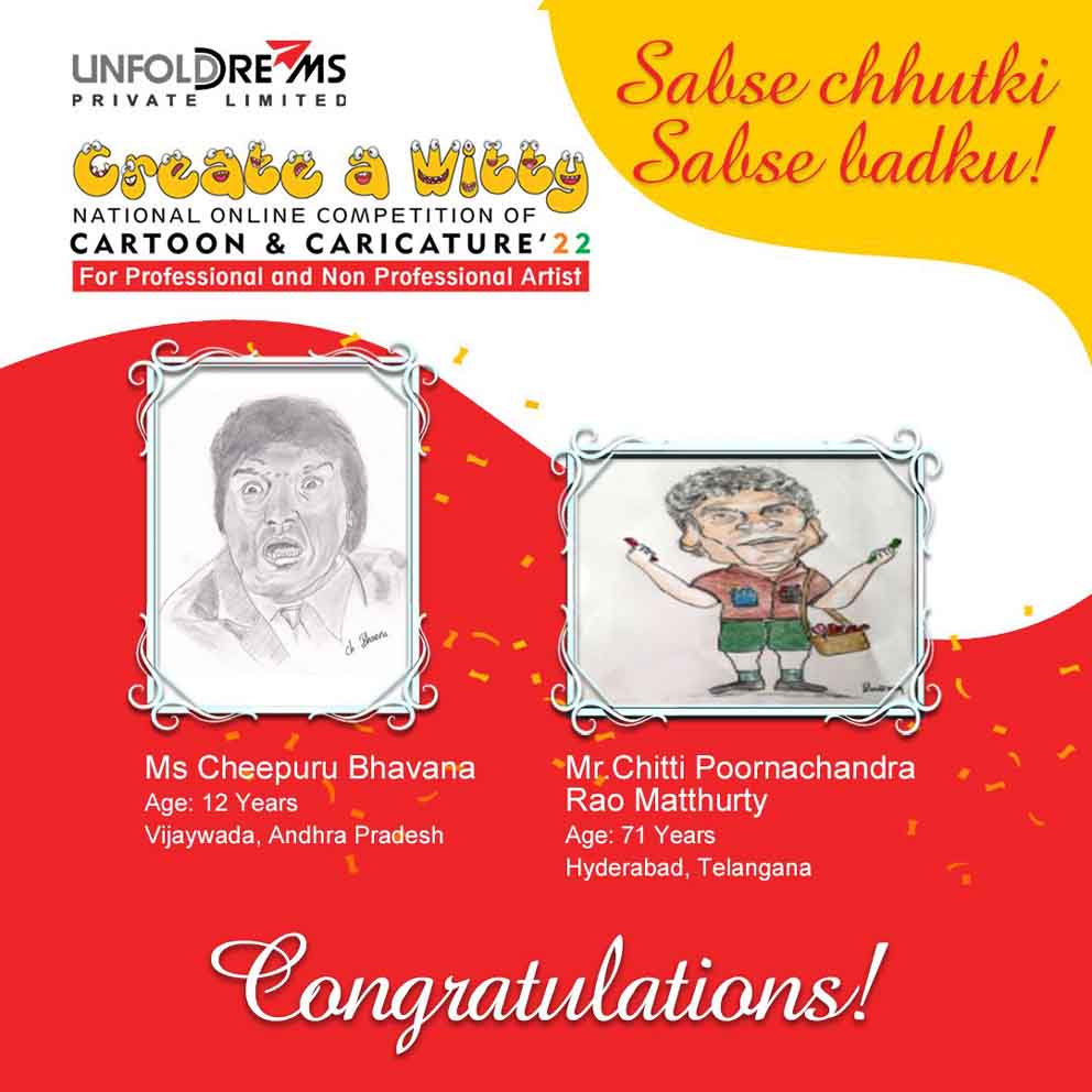 Winners of National Online Competition of Cartoon & Caricature in India