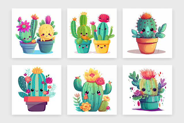 Cactus baby with smiling face collection free download