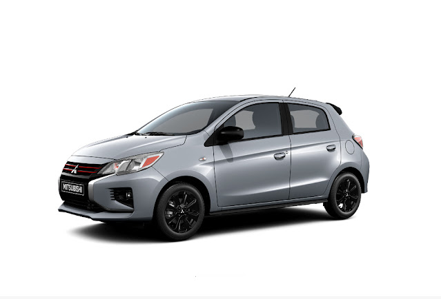 The 2022 Mitsubishi Mirage BE in Starlight Silver Metallic color.