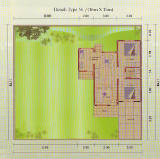  Rumah  Minimalis Type 56 16m X 15m Sudut Halaman  Luas  
