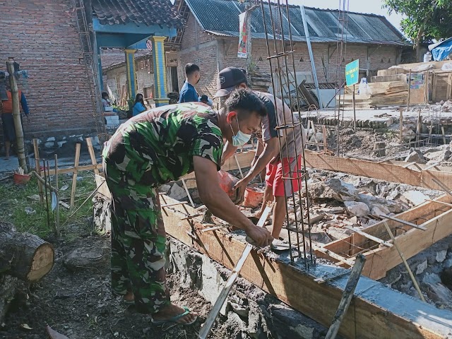 Progress RTLH bapak Upik dikebut Satgas TMMD, sudah mulai pengecoran Sloof.