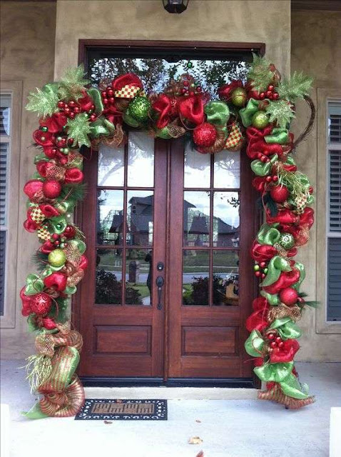 Arco de navidad, decoraciones de navidad puerta frontal