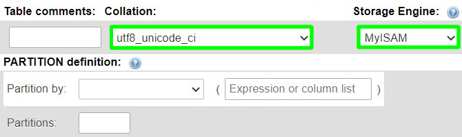 setting database table collation to utf8_unicode_ci