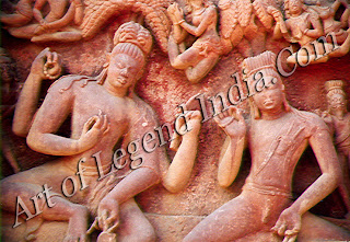 Nara-Narayana, the twin incarnations of Vishnu  Temple carving 