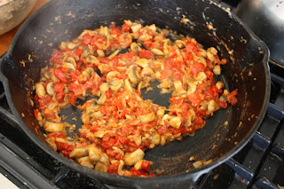 Preparing the vegetables for the meat pie