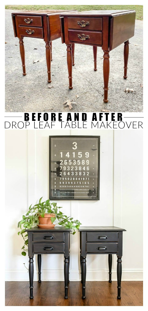 Before and after drop leaf table makeover