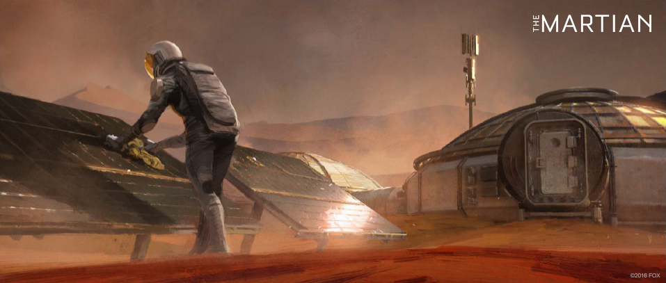 Concept art for The Martian - Mark Watney working at base