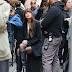 Dakota Johnson put on a leggy display in a navy skirt suit on Thursday as she filmed Materialists in NYC.