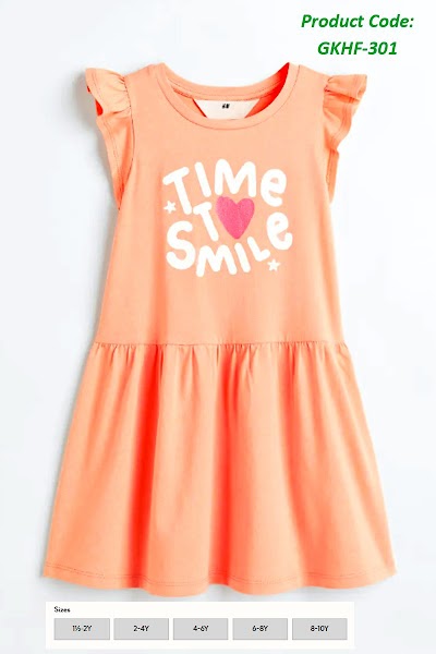 H&M 100% Cotton Girl's Frock (Time to Smile)