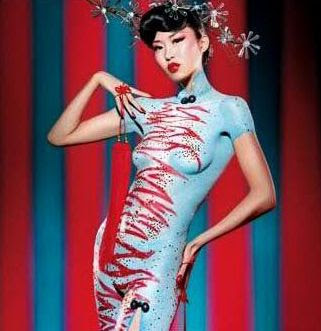 Chinese Dress Body Painting