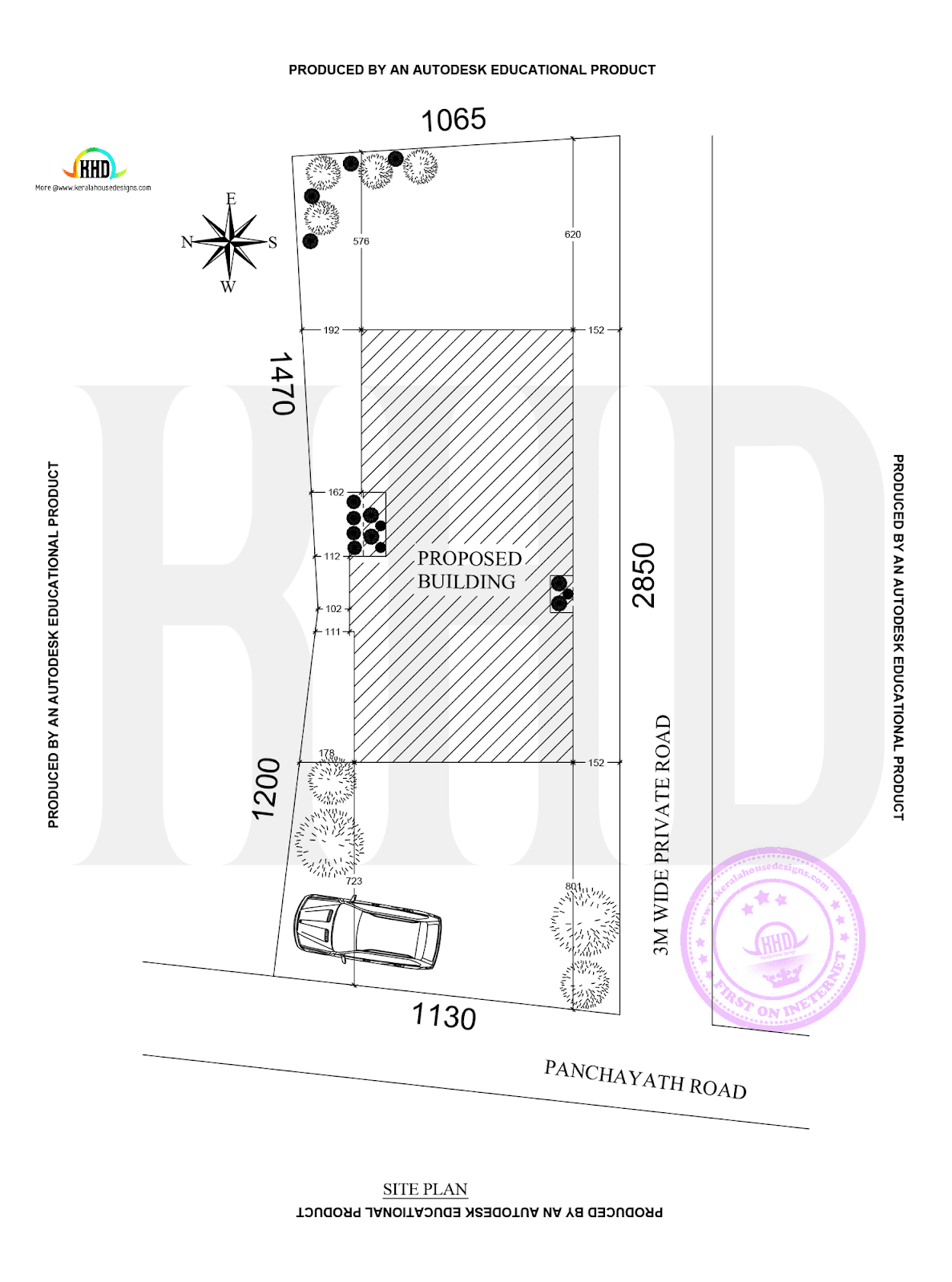 A comprehensive site plan illustrating the positioning of the villa within its surroundings.