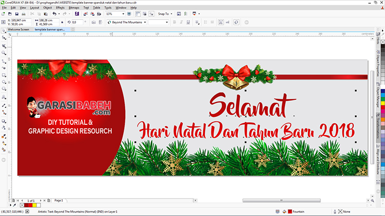 Template banner spanduk natal dan tahun baru 2018 