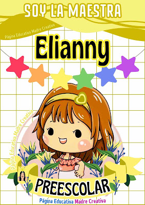 Letrero de Maestra Elianny de nivel Preescolar