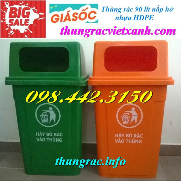 Thùng rác 90 lít nắp hở