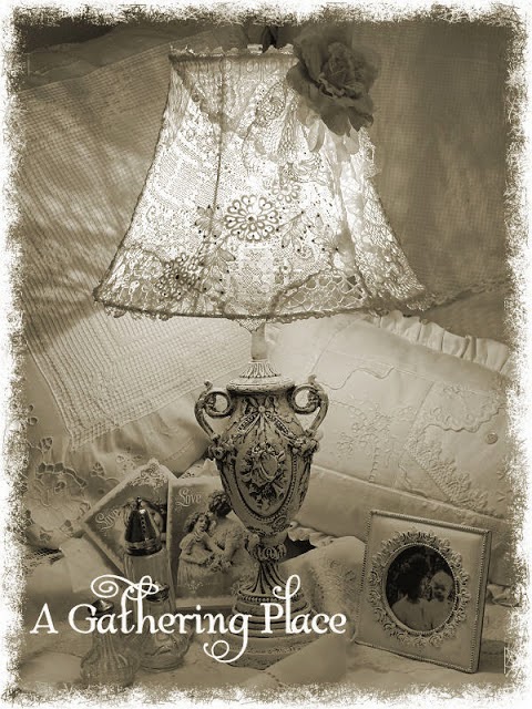 http://rebecca-gatheryeroses.blogspot.com/2013/04/vintage-lace-lampshade-tutorial-for-you.html