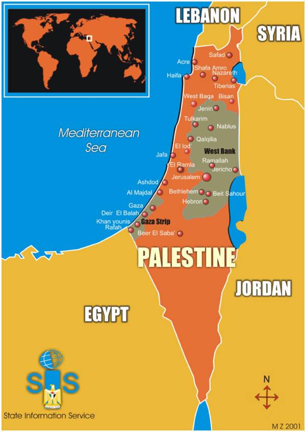 map of israel and palestine territories. modern map of israel and