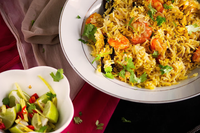 pulao recipe with tiger prawns