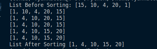 Selection sort in python output