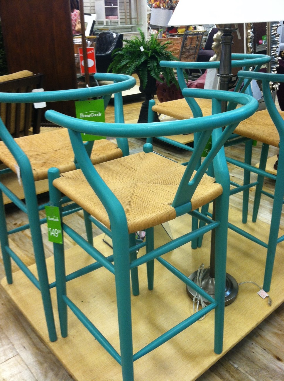 Haute Indoor Couture: Holy HomeGoods - Usually our local HomeGoods is pretty picked over so I was surprised to see  not just great pieces but whole sets like the set of 4 turquoise barstools.