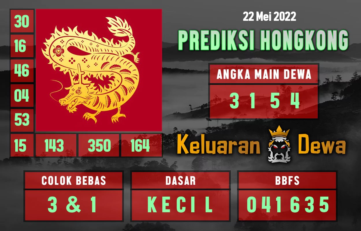 Prediksi Dewa Togel HK Malam Ini 22 Mei 2022