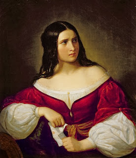 A woman's painting, sitting