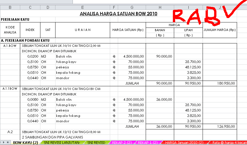 Contoh RAB Bangunan Kantor Desa Tahun 2020 [Aplikasi Excel 