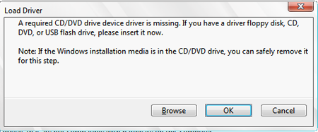 a required cd/dvd drive device is missing