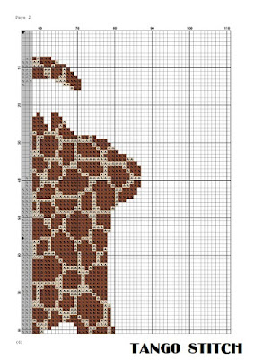 Giraffe print cat cross stitch pattern Tango Stitch