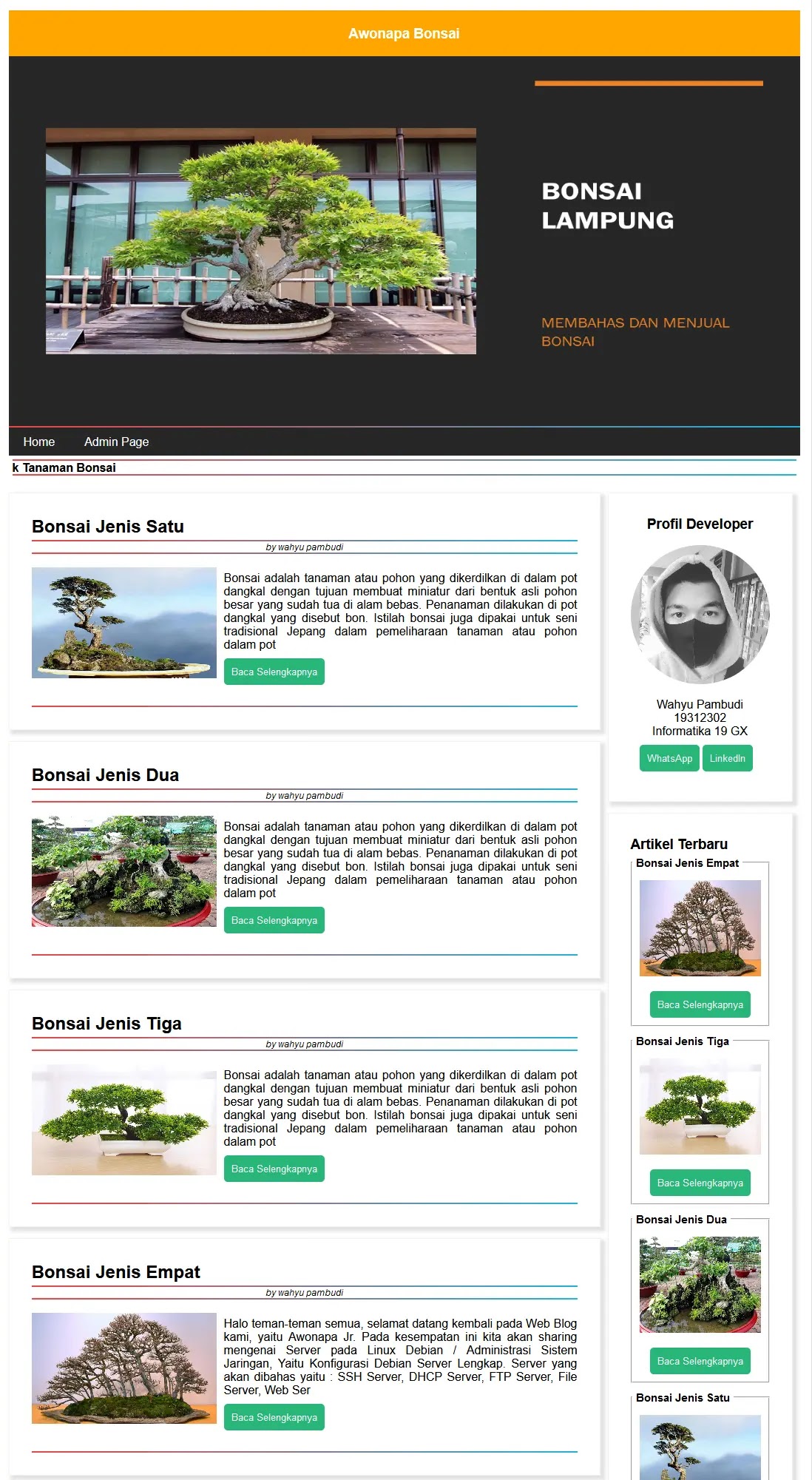 Hasil Website Blog HTML CSS PHP MYSQL