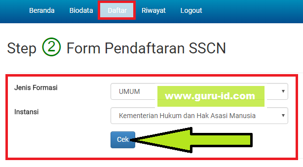 gambar form pendaftaran sscn formasi cpns 2017
