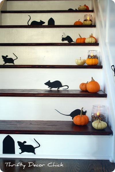 pumpkins on stairs