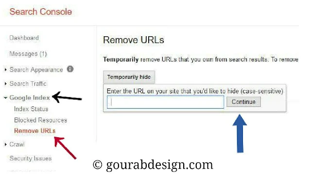 how to delete article urls from google index