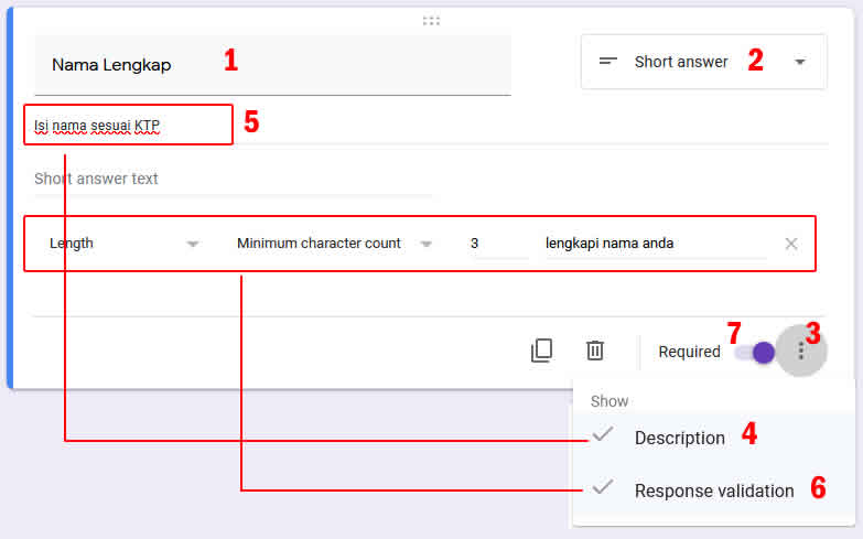 tipe soal short answer google form