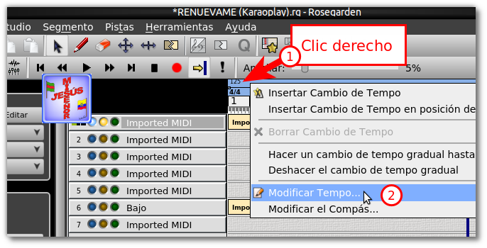 Cómo cambiar el tiempo de un MIDI en Rosegarden