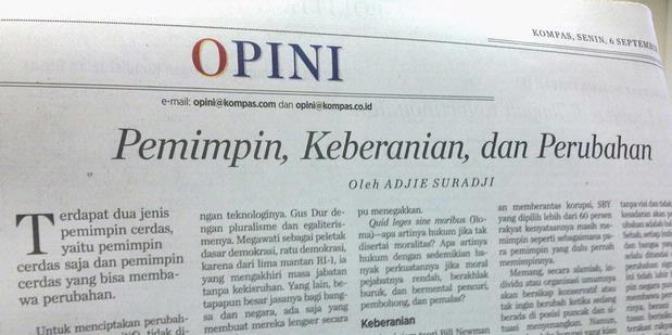 MENGENAL ARTIKEL DAN OPINI  AGENTS OF CHANGE